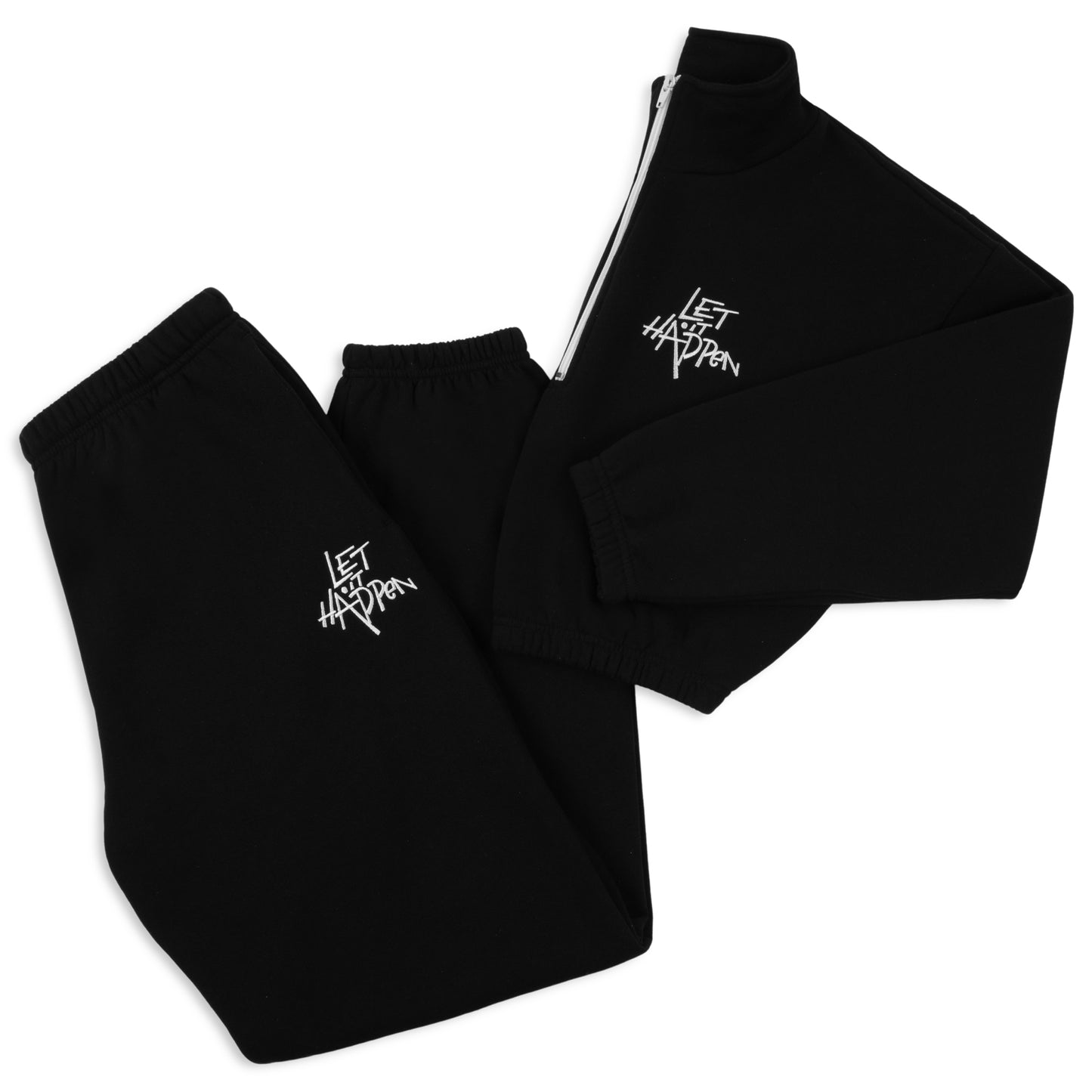 Rosa Bundle | Signature Quarter Zip Fleece Crop Top (Black) & Signature Sweatpants (Black)